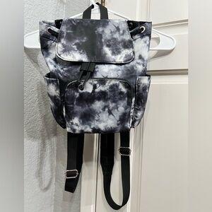 Claire's Black and White Tie-Dye Drawstring mini backpack